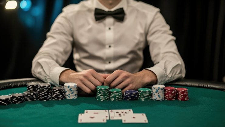 Live Kombinasi Number draw broadcast showing dealer, number balls, and HD multi-camera feed
